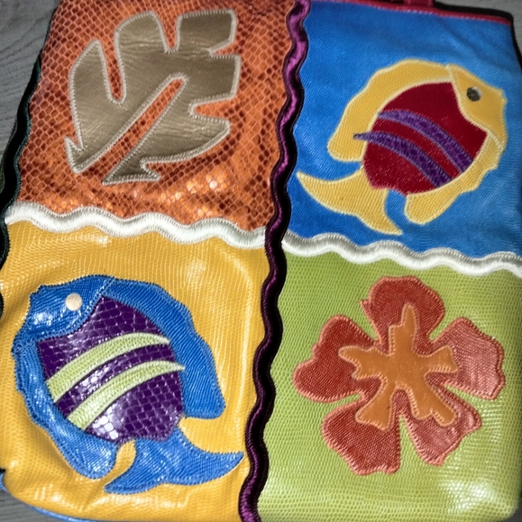 Very unique vintage piece bold Sharif Bag Excellent condition sealife/ocean 80s - Picture 2 of 8